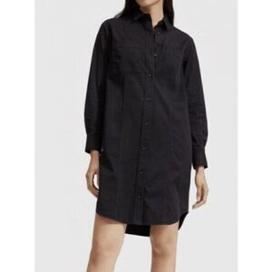 EVERLANE Black Button Up Long Sleeve Utility Shirt Dress, Size 10‎